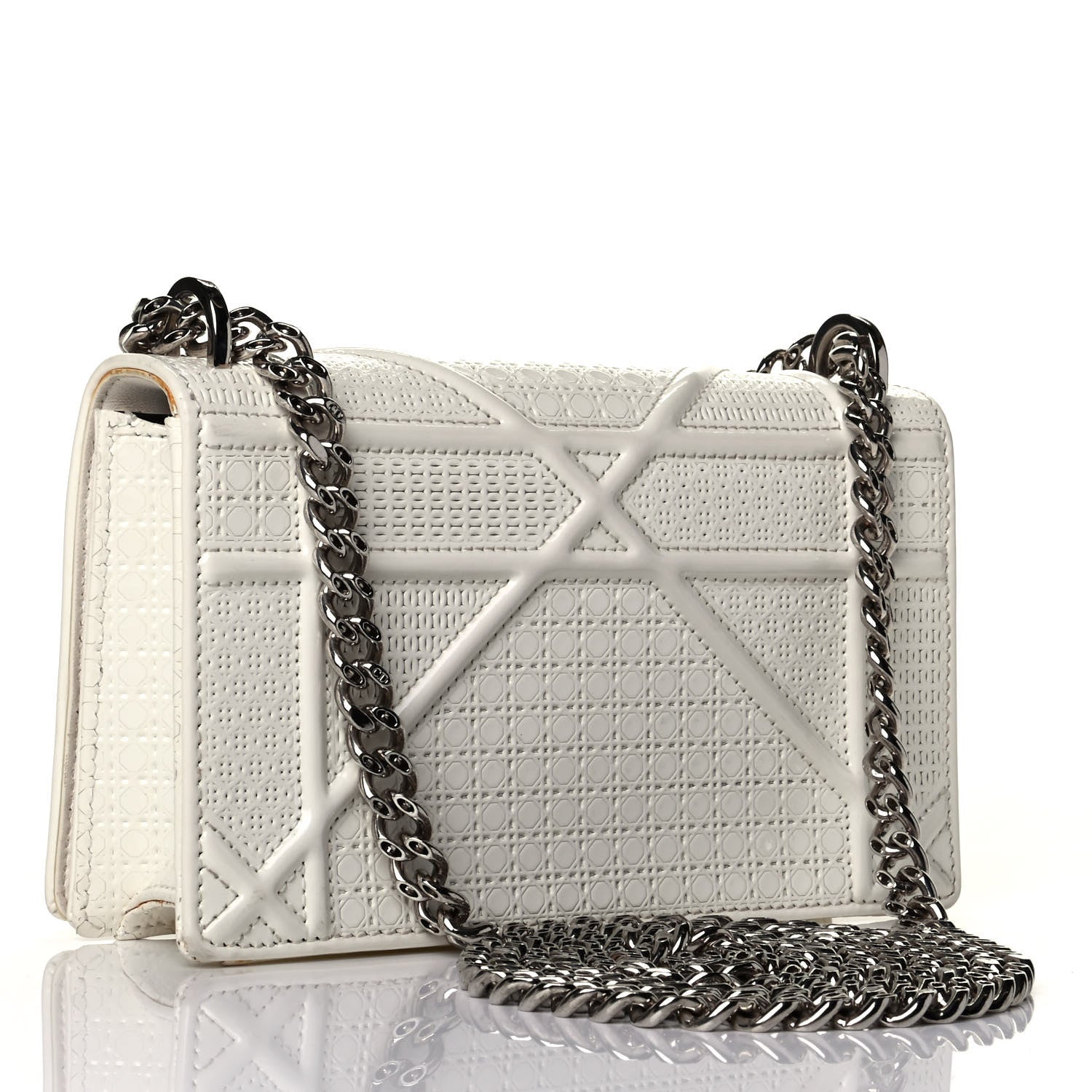 Christian Dior Patent Micro-Cannage Mini Diorama Flap Bag White 3 of 8