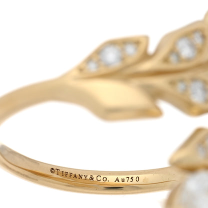 Tiffany 18K Yellow Gold Diamond Victoria Vine Bypass Ring 49 5 4 of 5