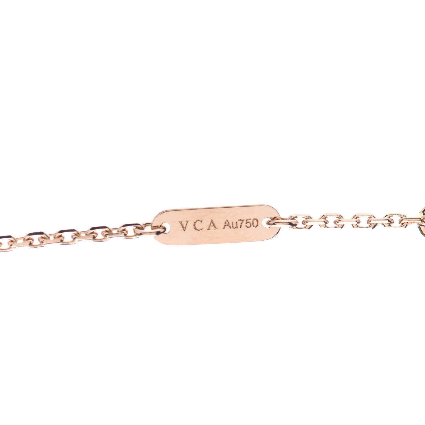 18K Rose Gold Diamond Pink Porcelain Vintage Alhambra Pendant Necklace