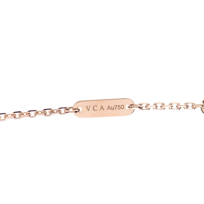 Van Cleef & Arpels 18K Rose Gold Diamond Pink Porcelain Vintage Alhambra Pendant Necklace 5 of 6