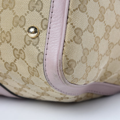 Gucci Monogram Selleria Calfskin Vintage Web Medium Boston New Sand Lilas 15 of 15