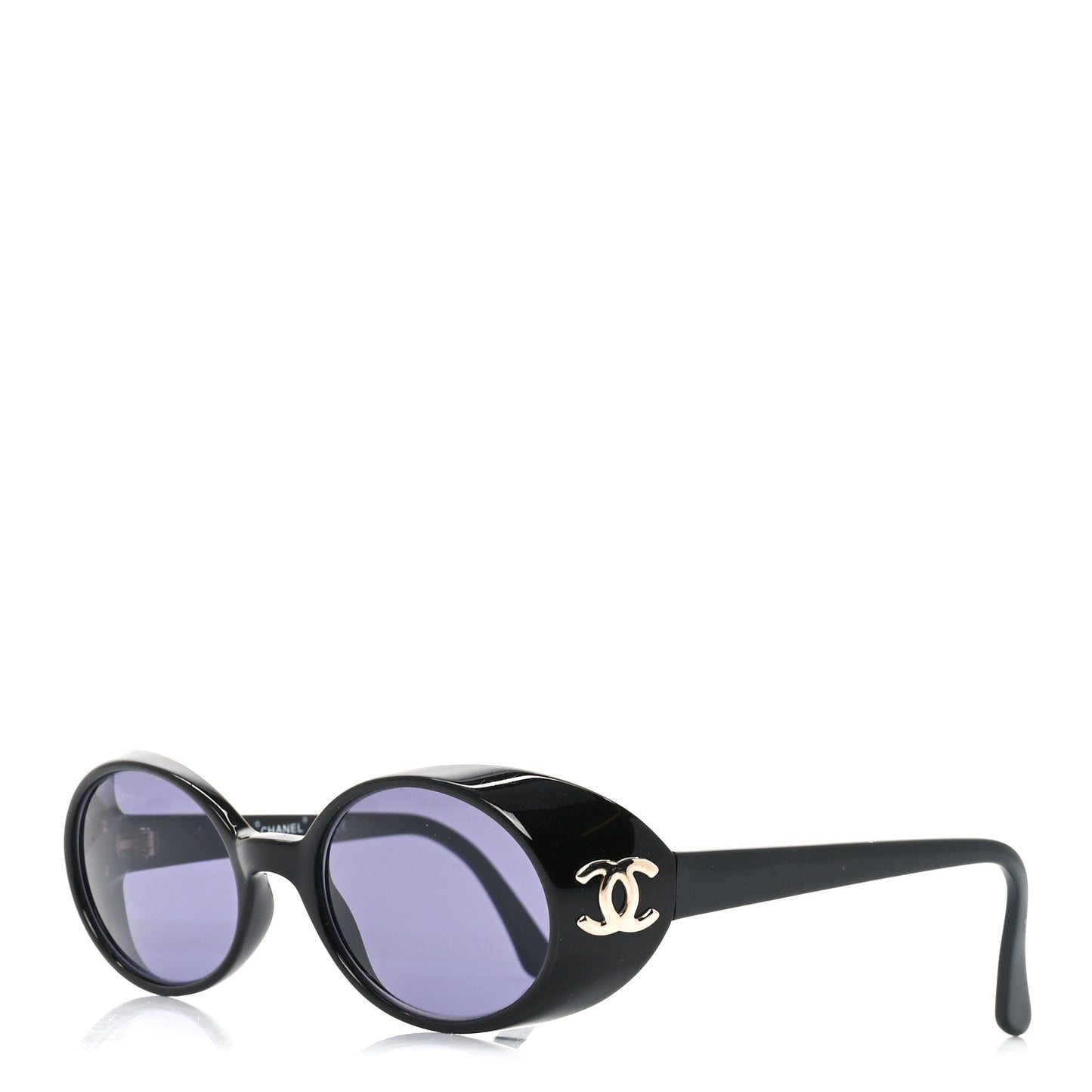 Acetate CC Logo Round Sunglasses 05976 Black