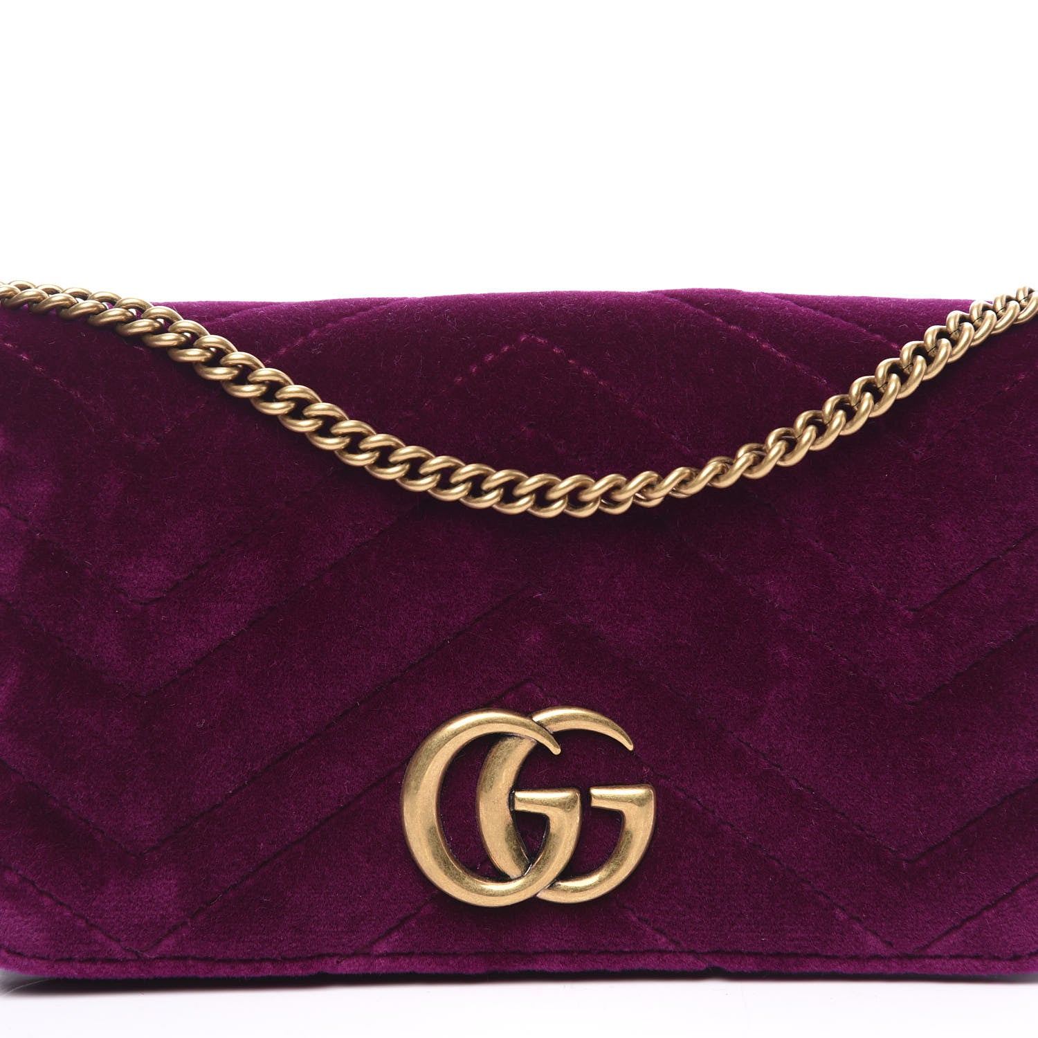 Gucci Velvet Matelasse GG Marmont Mini Bag Fuchsia Violet Cyclamen 9 of 10