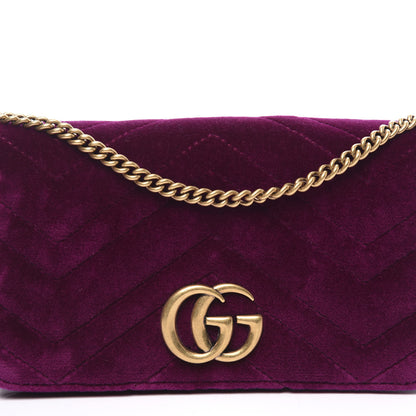 Gucci Velvet Matelasse GG Marmont Mini Bag Fuchsia Violet Cyclamen 9 of 10