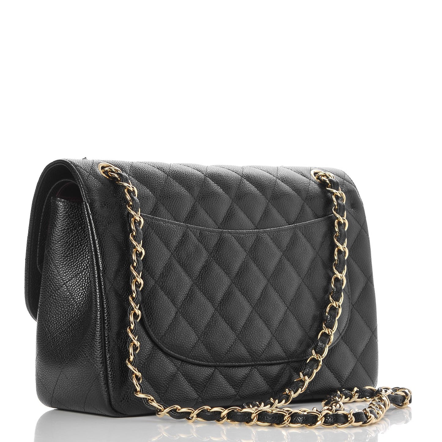 Caviar Quilted Jumbo Double Flap Black