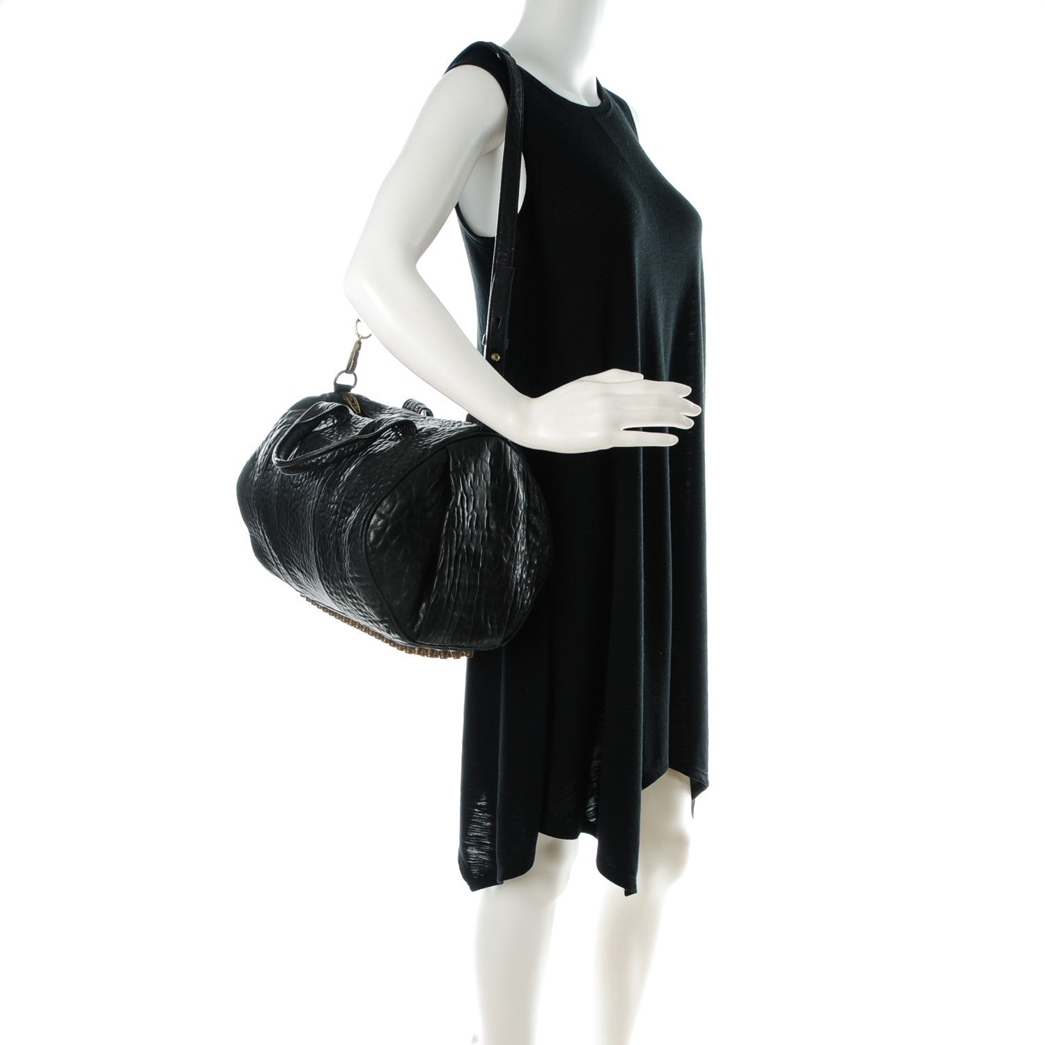 Alexander Wang Pebbled Lambskin Rocco Black Antique Brass Hardware 2 of 8
