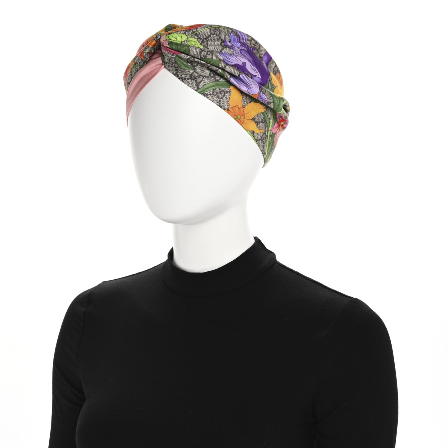 Silk Monogram Flora Print Headband M Pink