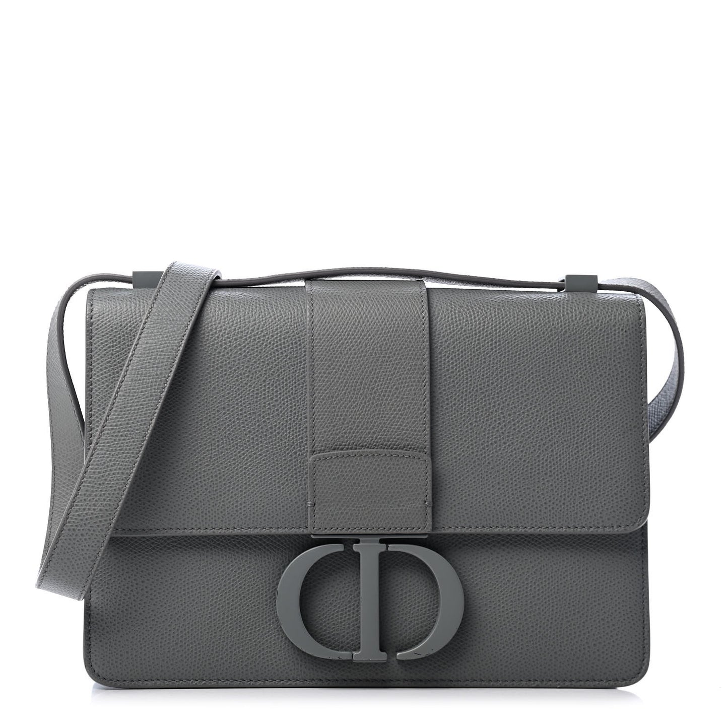 Ultra Matte Grained Calfskin 30 Montaigne Flap Bag Grey