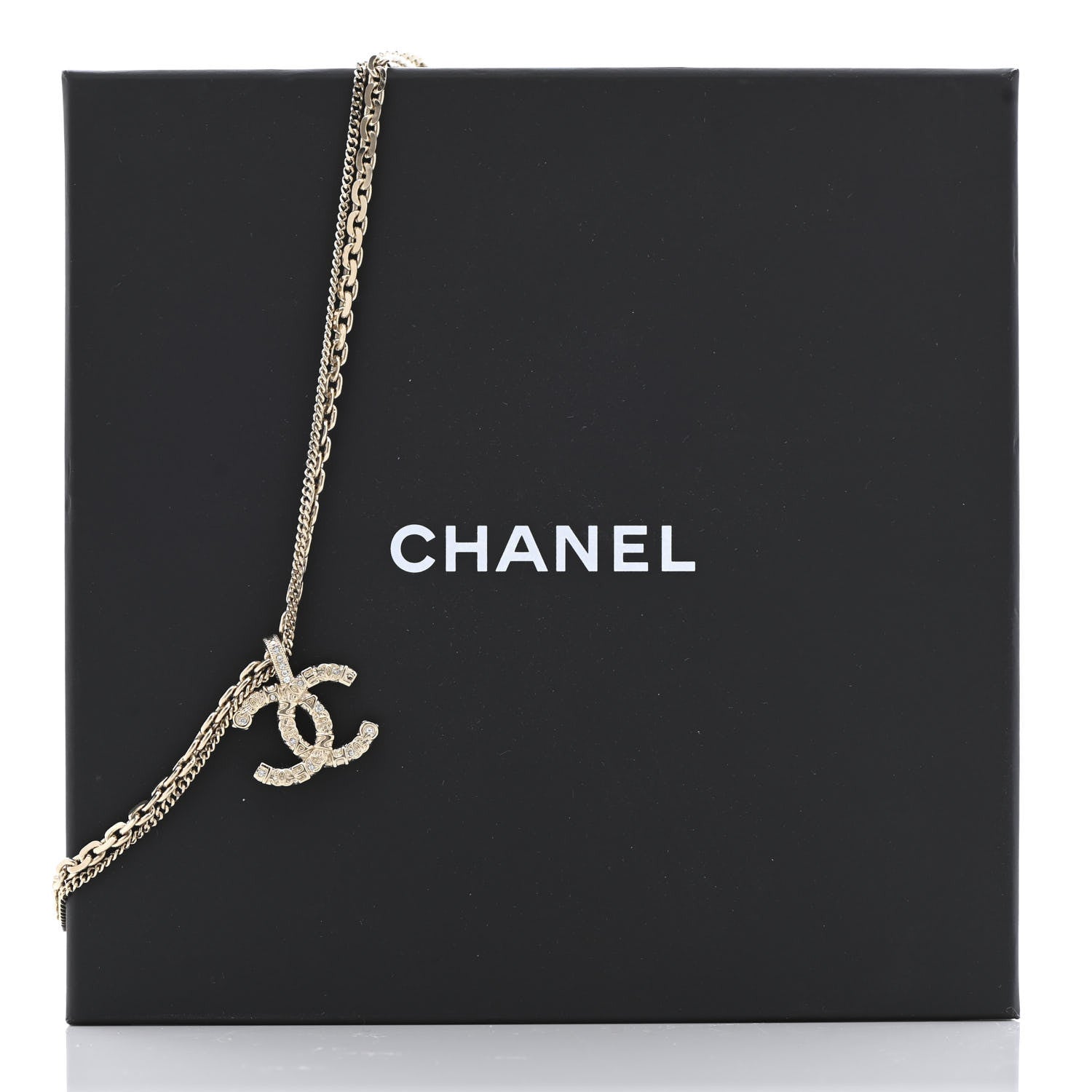 Chanel Crystal CC Multi Strand Chain Necklace Gold 7 of 7