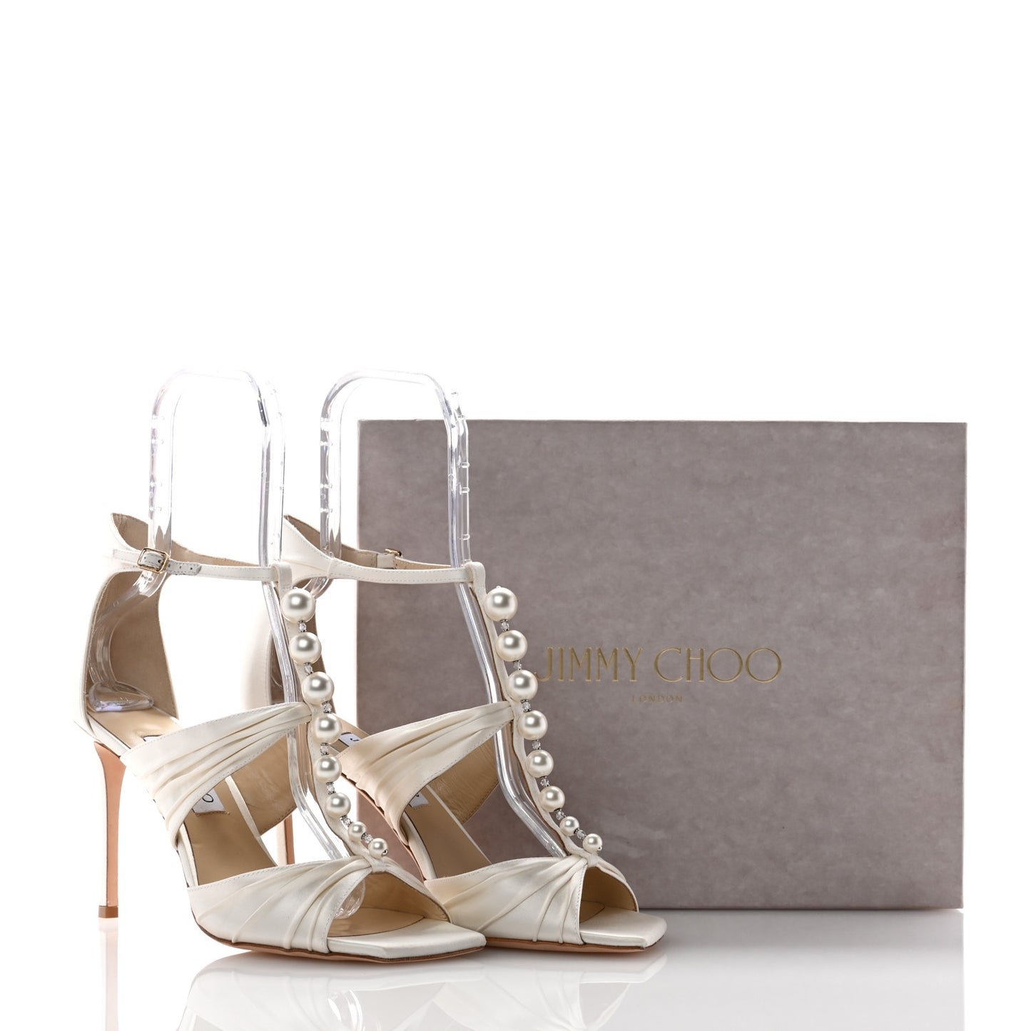 Satin Pearl Aura 95 Sandals 41 Ivory White