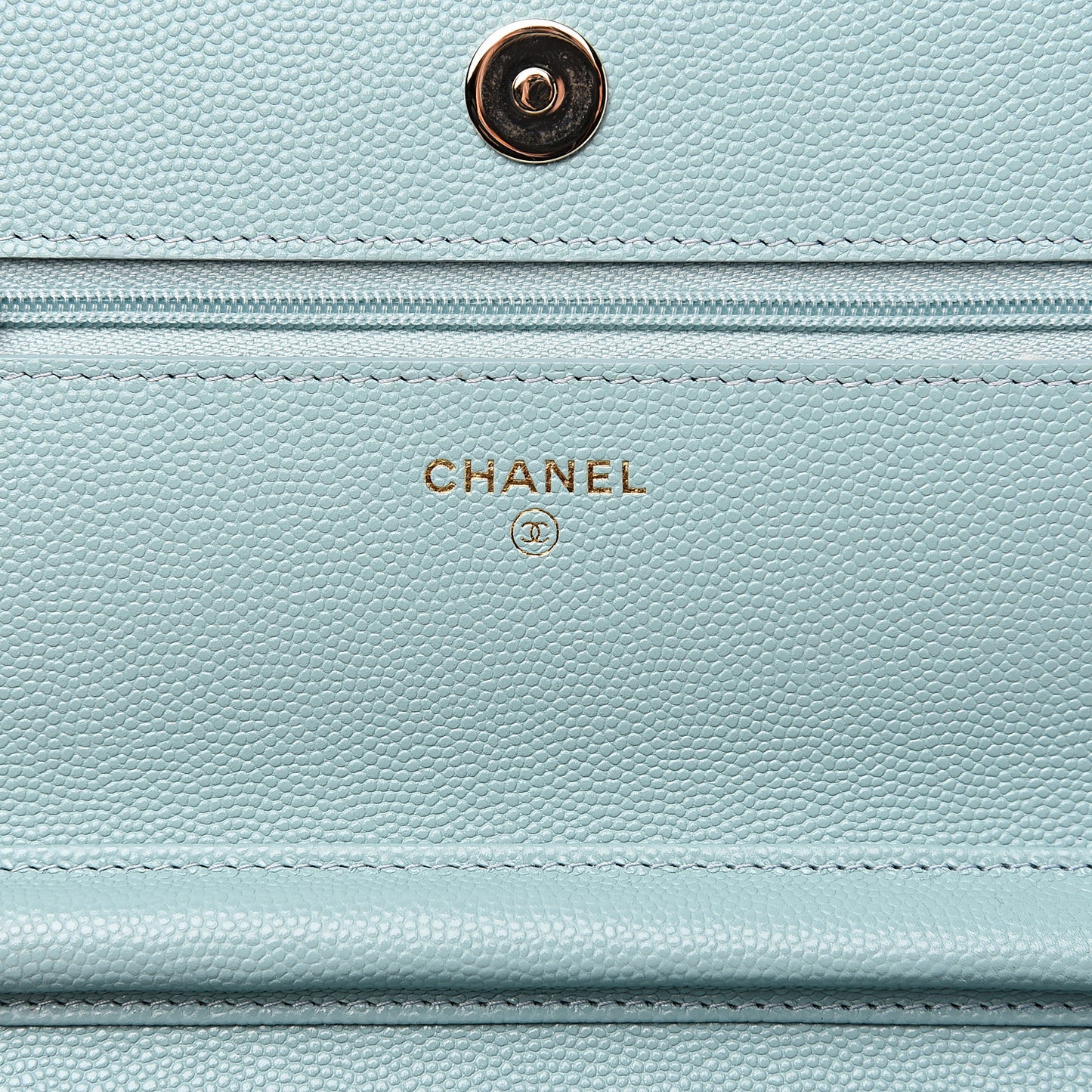 Caviar Quilted Wallet On Chain WOC Light Blue