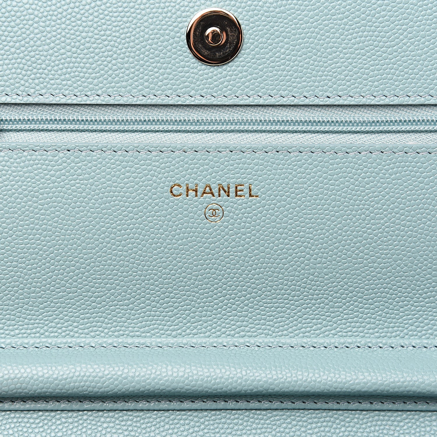 Chanel Caviar Quilted Wallet On Chain WOC Light Blue 5 of 9