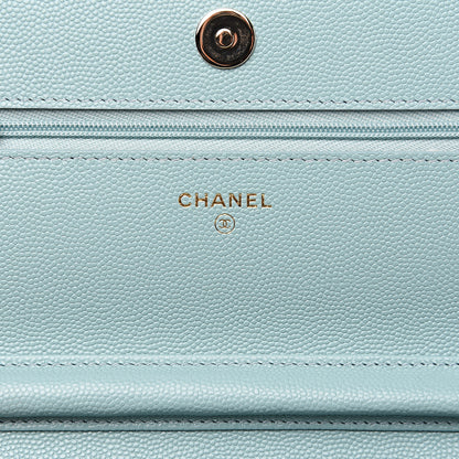 Chanel Caviar Quilted Wallet On Chain WOC Light Blue 5 of 9