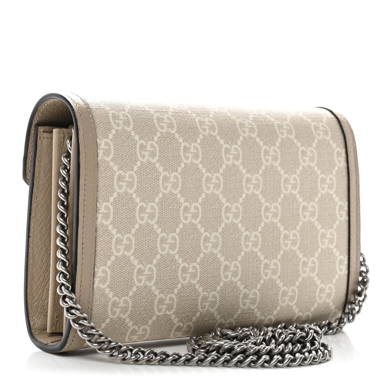 Gucci GG Supreme Monogram Textured Dollar Calfskin Mini Dionysus Chain Wallet Beige Mystic White Oatmeal 3 of 12