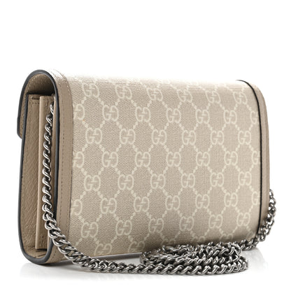 Gucci GG Supreme Monogram Textured Dollar Calfskin Mini Dionysus Chain Wallet Beige Mystic White Oatmeal 3 of 12