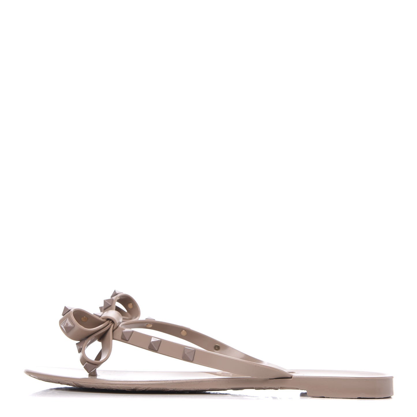 PVC Jelly Rockstud Bow Thong Sandals 39 Poudre