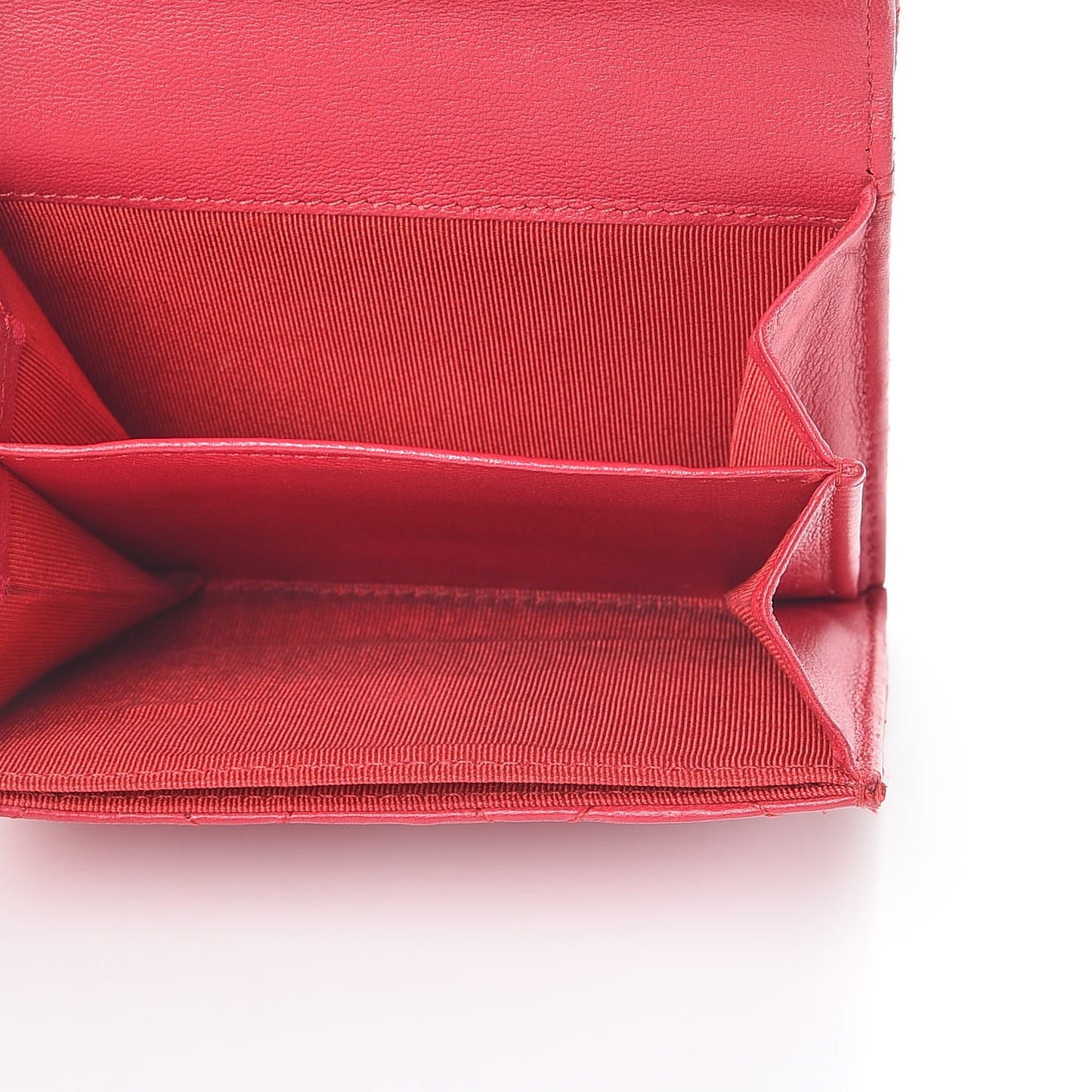Lambskin Quilted Card Holder Dark Pink