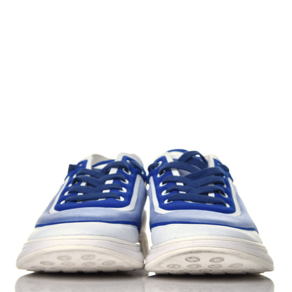 Chanel Calfskin Mesh Lyrca Womens Logo Sneakers 42 White Blue 2 of 8