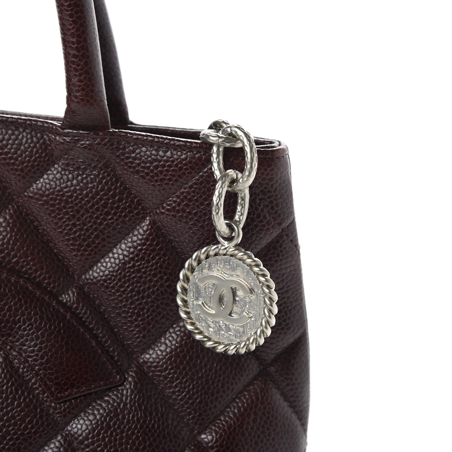 Caviar Quilted Medallion Tote Bordeaux