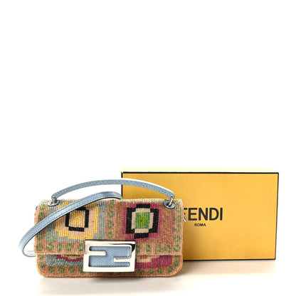 Fendi Perline Glass Karung Beaded Nano Maxi Buckle Baguette Phone Pouch Multicolor Azzuro Glicine 10 of 10