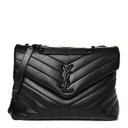 Saint Laurent Calfskin Y Quilted Monogram Medium Loulou Chain Satchel Black 1 of 17