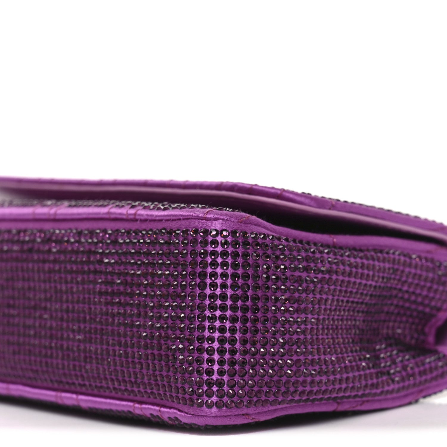 Versace Satin Crystal Virtus Chain Clutch Purple 9 of 10