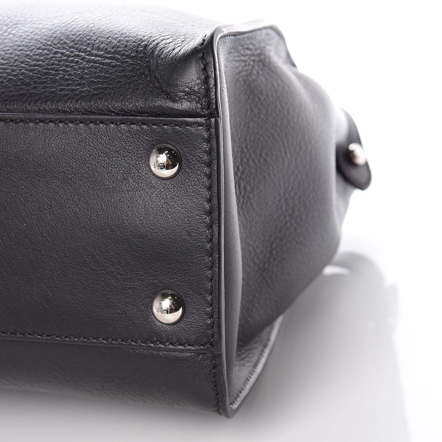 Fendi Vitello Dolce Shiny Nappa Plexglass Granite Medium Peekaboo Iconic Satchel Black 11 of 12