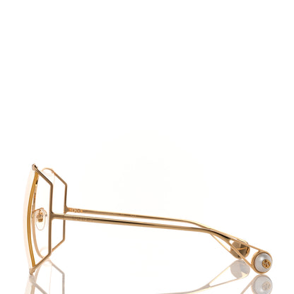 Gucci Metal Oversized Round Sunglasses GG0252S Gold 3 of 9