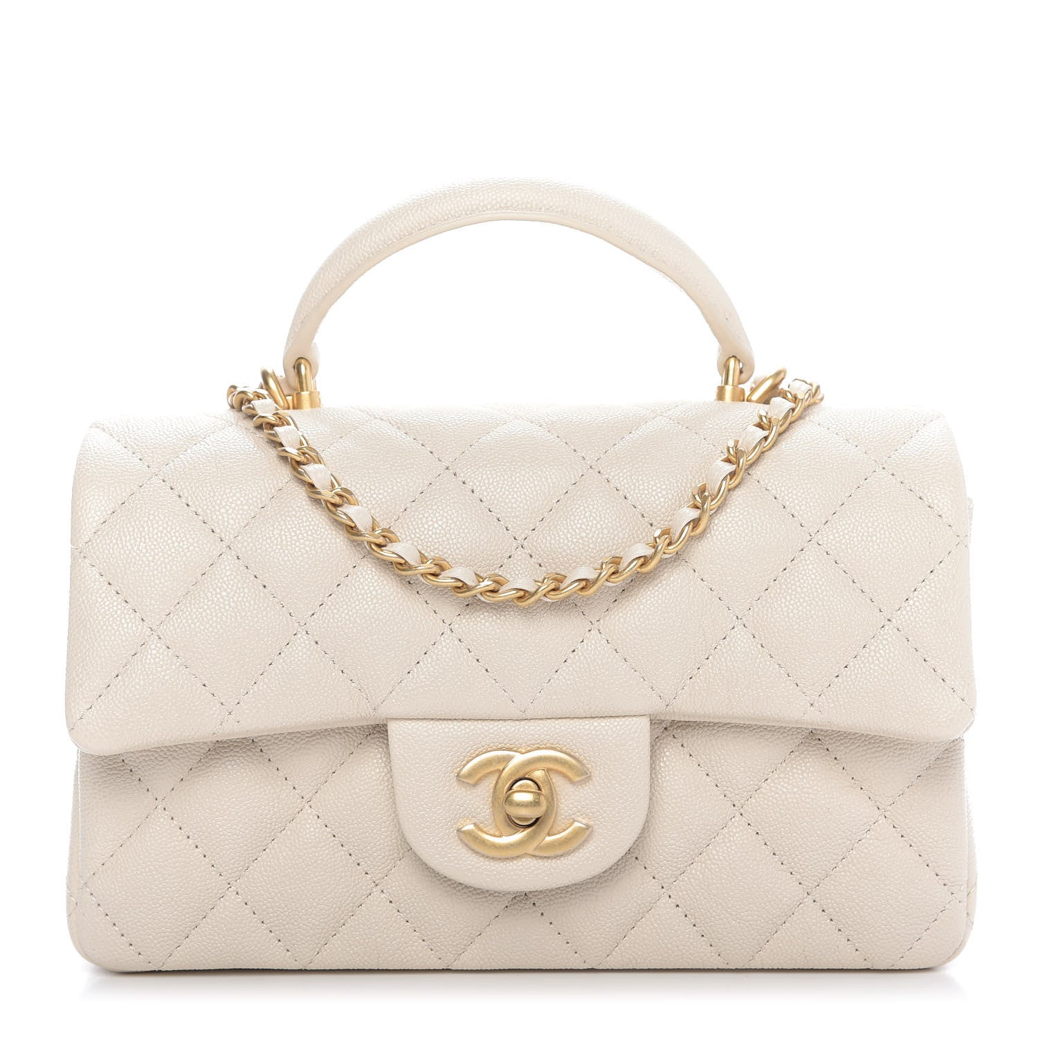 Chanel Caviar Quilted Mini Top Handle Rectangular Flap Beige 1 of 9