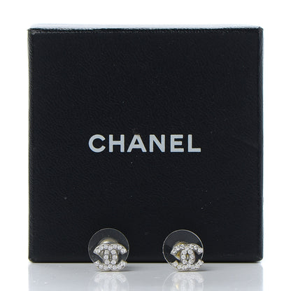 Chanel Crystal Mini Timeless CC Earrings Silver 4 of 5