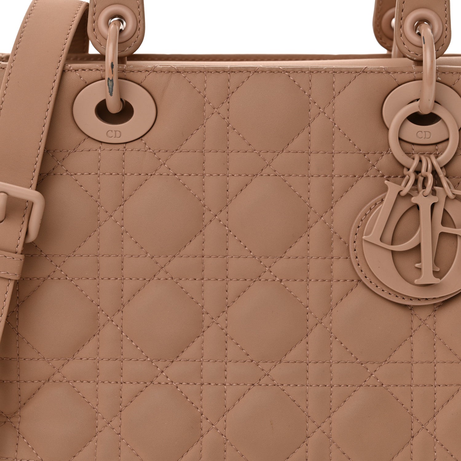 Christian Dior Ultra Matte Calfskin Cannage Medium Lady Dior Beige 8 of 18