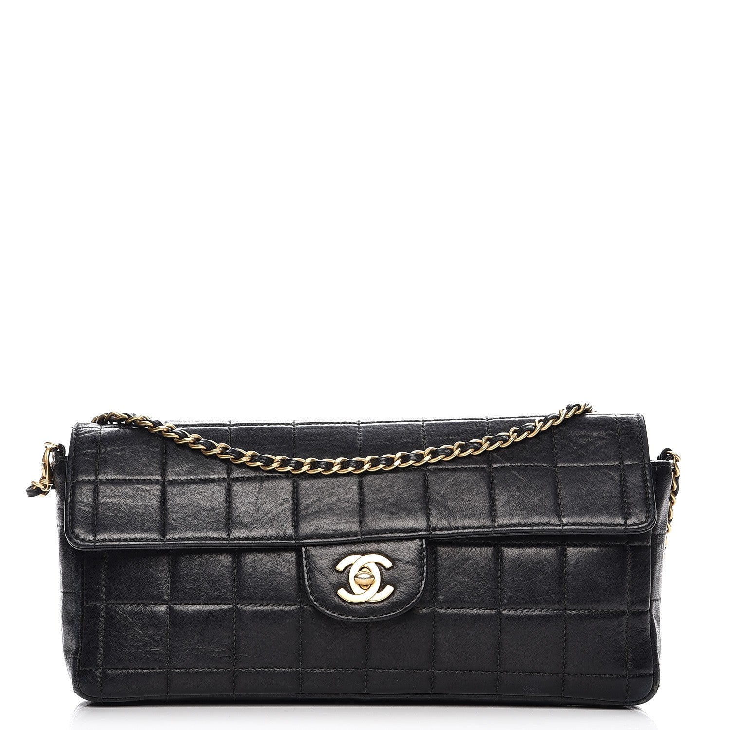 Chanel Lambskin Quilted East West Chocolate Bar Flap Black 1 of 13