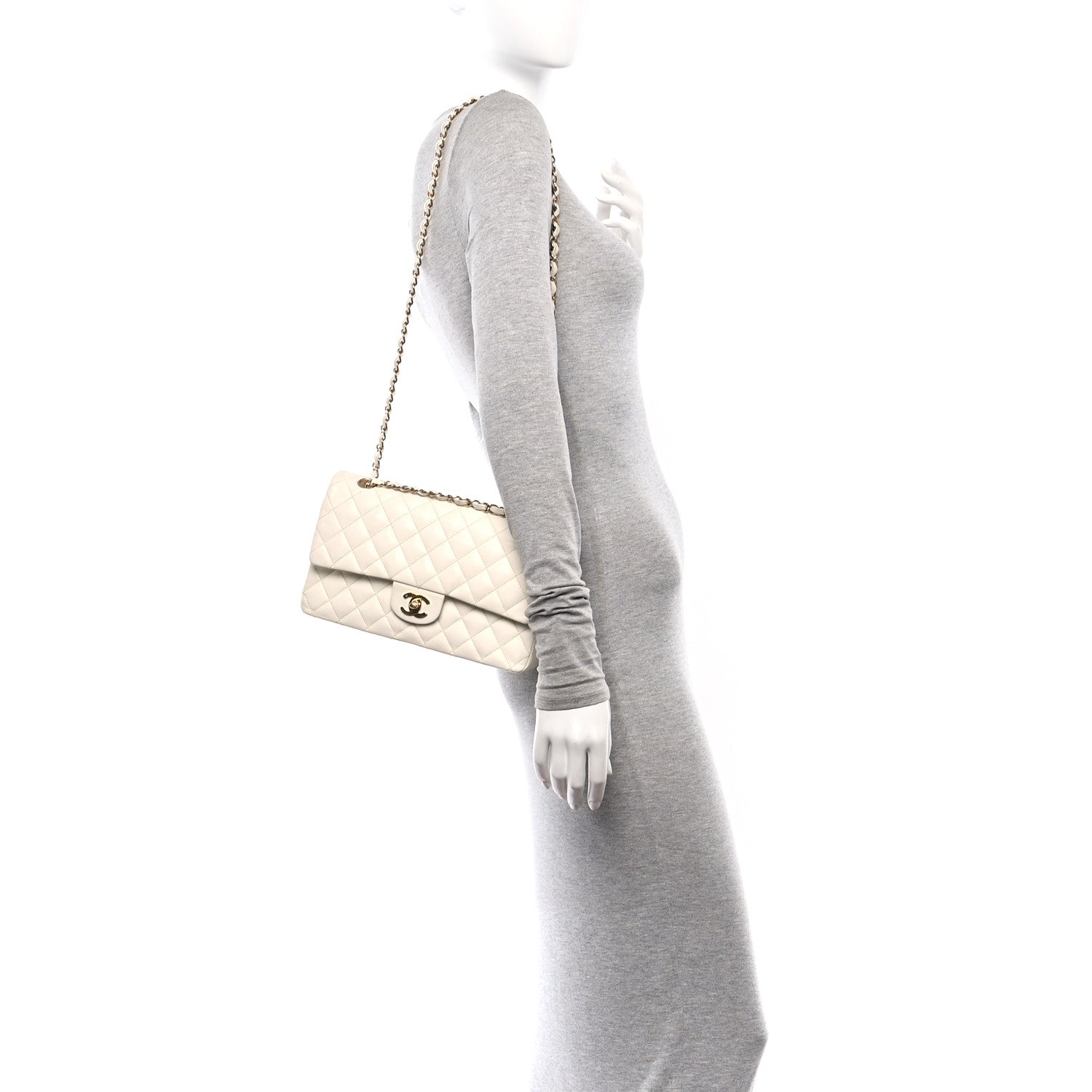 Chanel Lambskin Quilted Medium Double Flap White 2 of 15