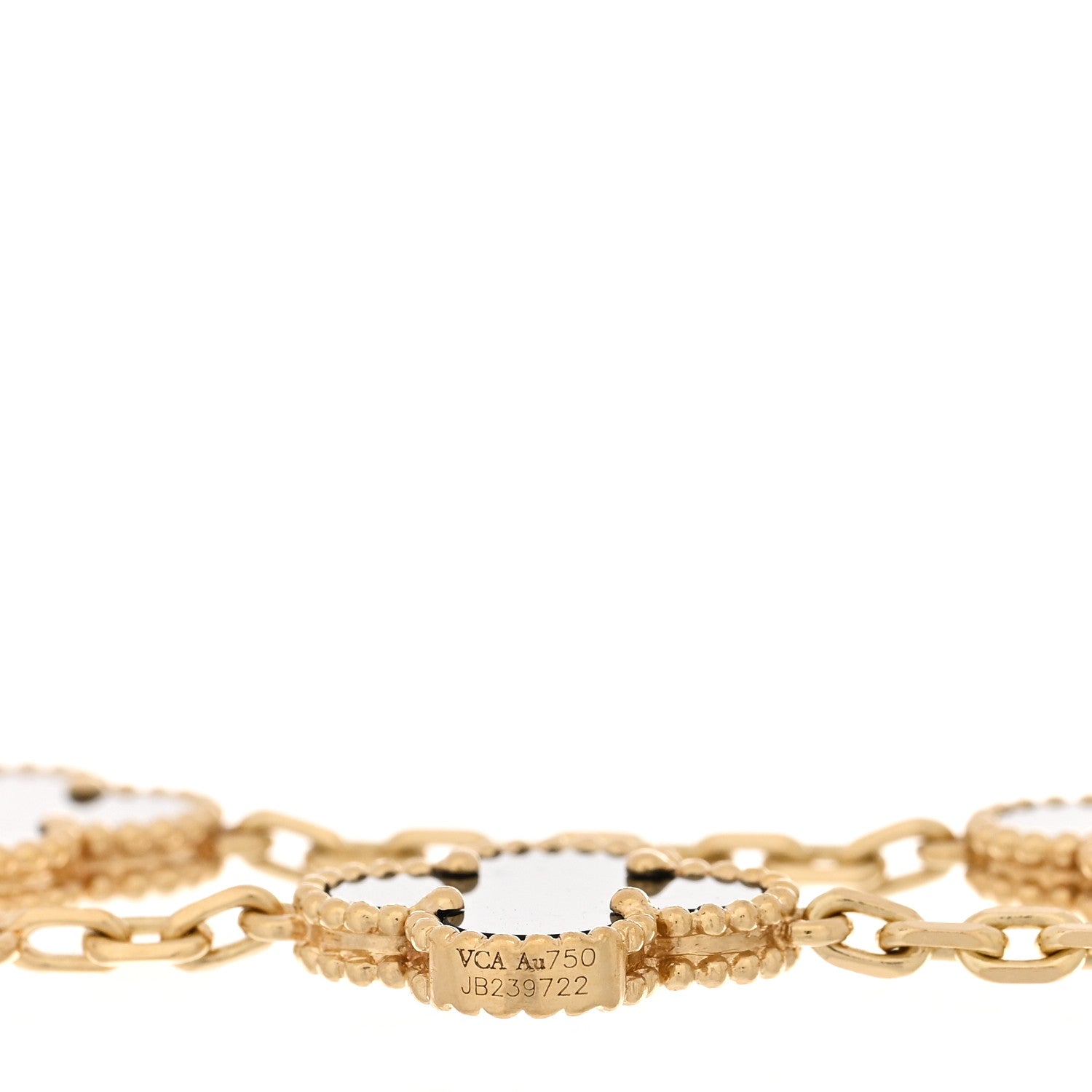 Van Cleef & Arpels 18K Yellow Gold Black Onyx 5 Motifs Vintage Alhambra Bracelet 3 of 3