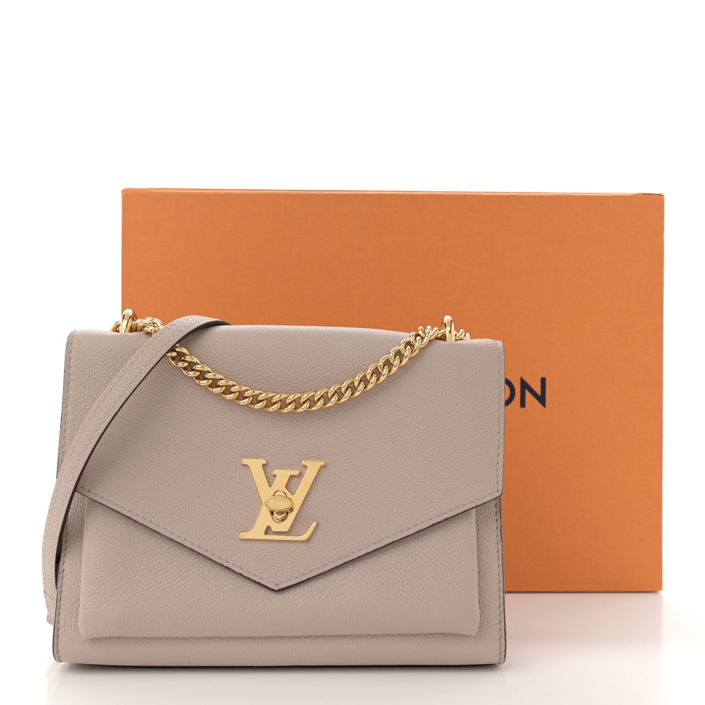 Soft Calfskin Mylockme Chain Bag BB Greige