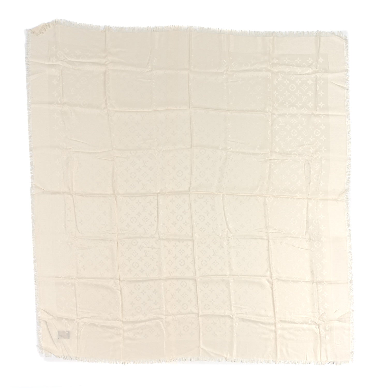Louis Vuitton Silk Lurex Wool Monogram Shine Shawl White 1 of 5