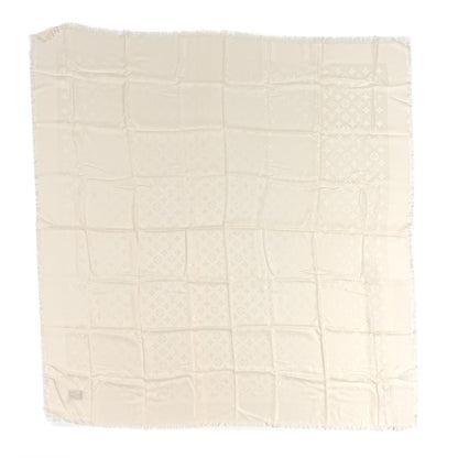 Louis Vuitton Silk Lurex Wool Monogram Shine Shawl White 1 of 5