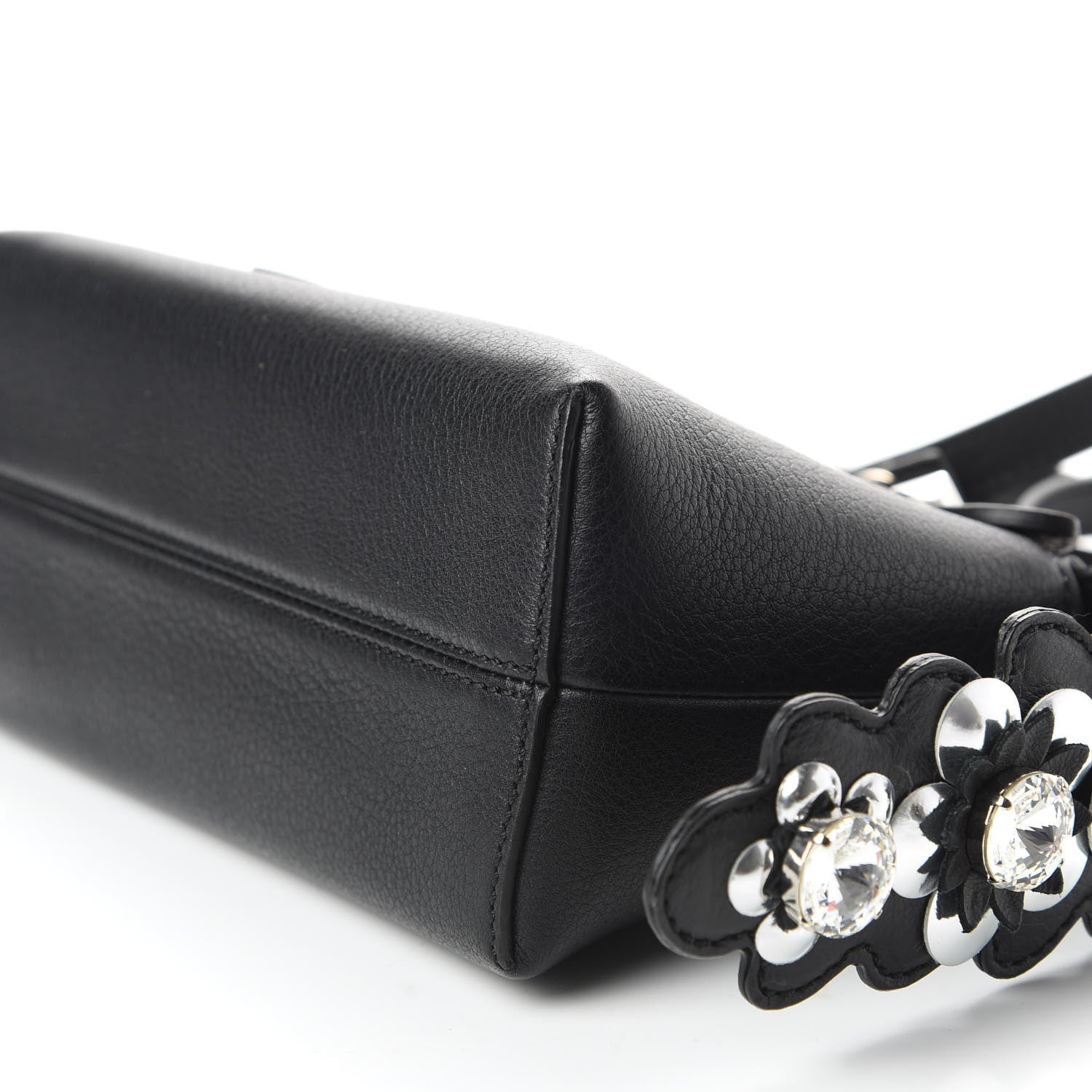 Fendi Vitello Dolce Crystal Flowerland Croc Tail Mini By The Way Boston Bag Black 6 of 9