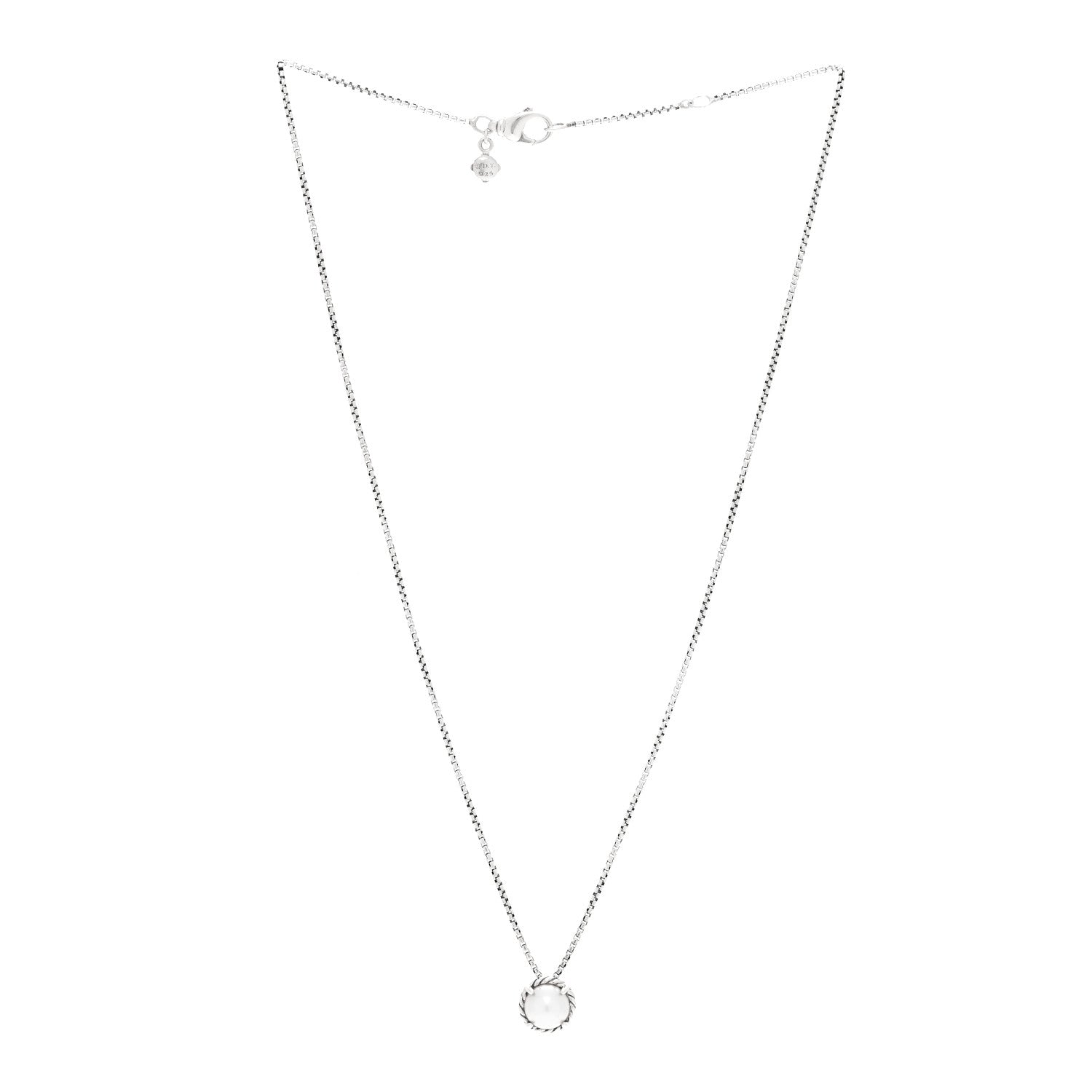 David Yurman Sterling Silver Cultured Pearl 8mm Petite Chatelaine Pendant Necklace 3 of 5