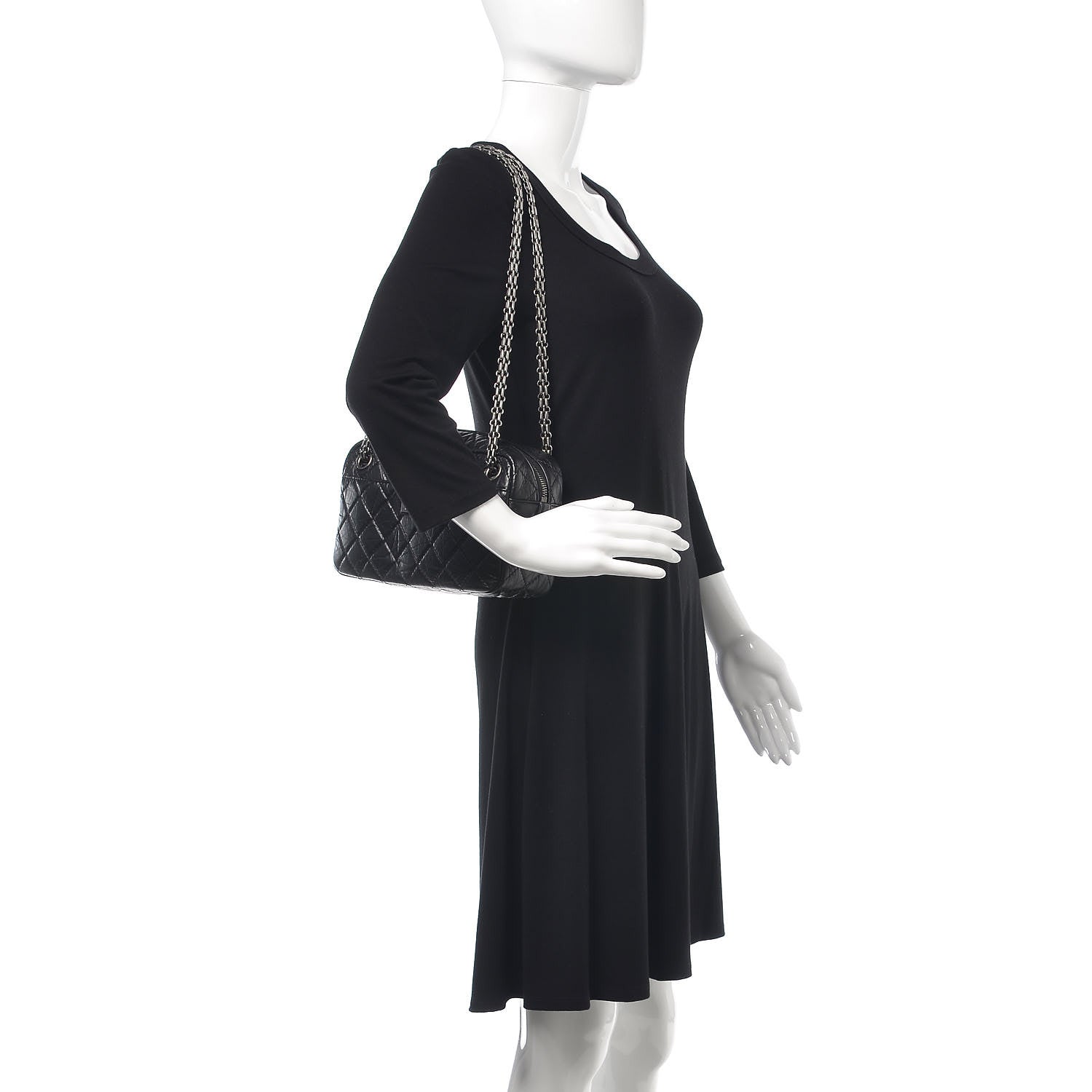 Chanel Aged Calfskin Quilted Medium Reissue Camera Case Black 2 of 7