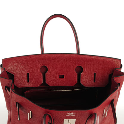 Hermes Taurillon Clemence Birkin 35 Rouge H 5 of 19