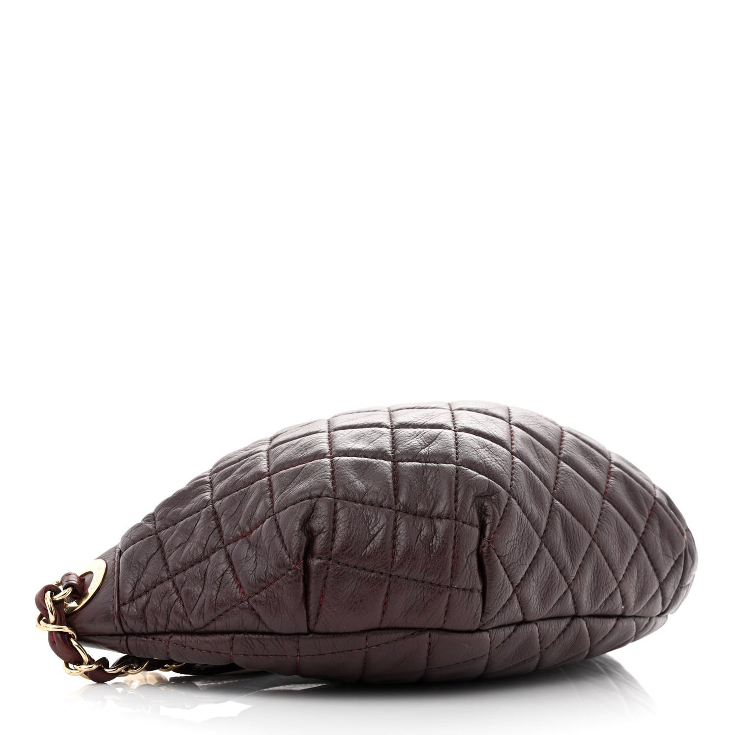 Calfskin Quilted Banane Waist Bag Fanny Pack Burgundy