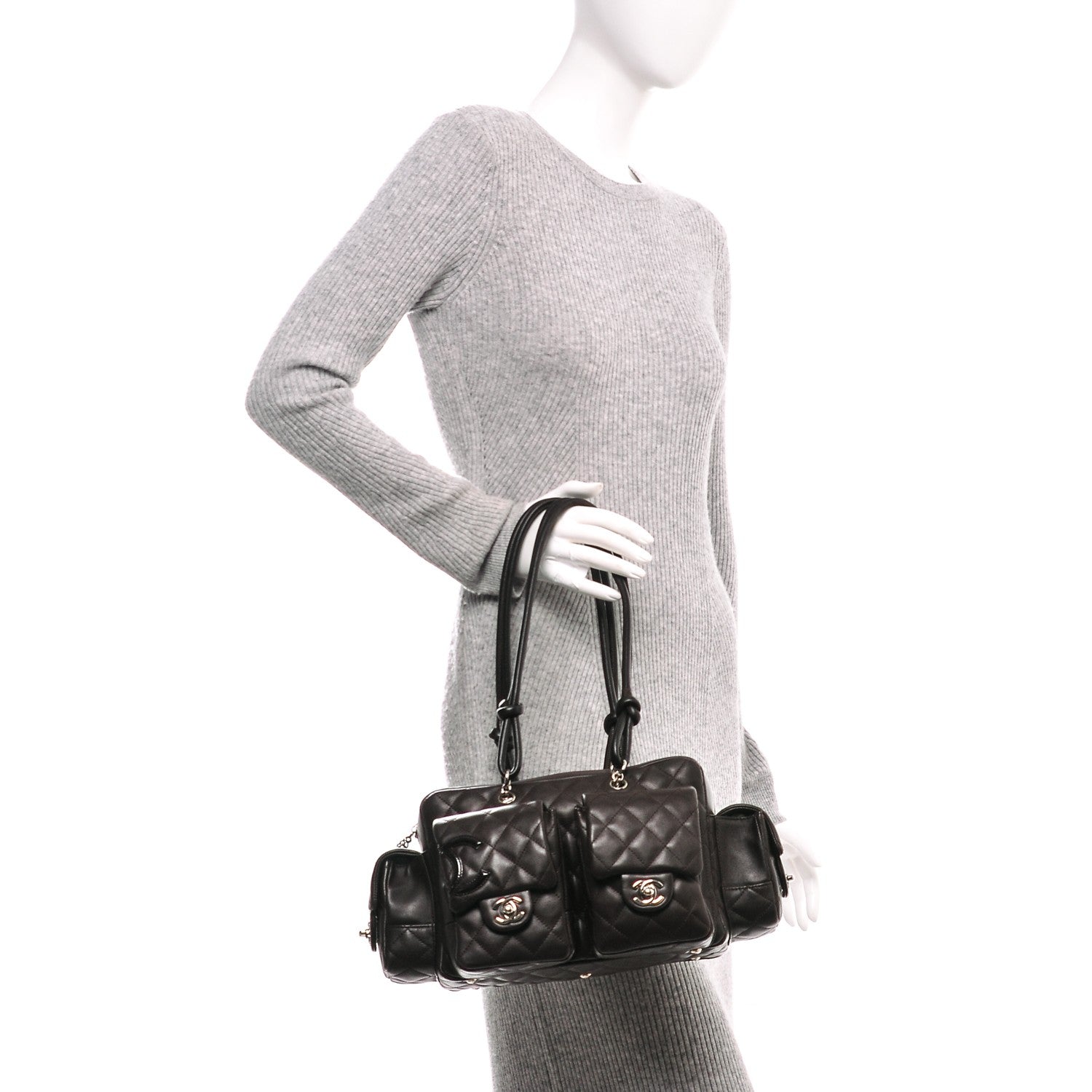 Chanel Calfskin Quilted Small Cambon Multipocket Reporter Dark Brown 2 of 8