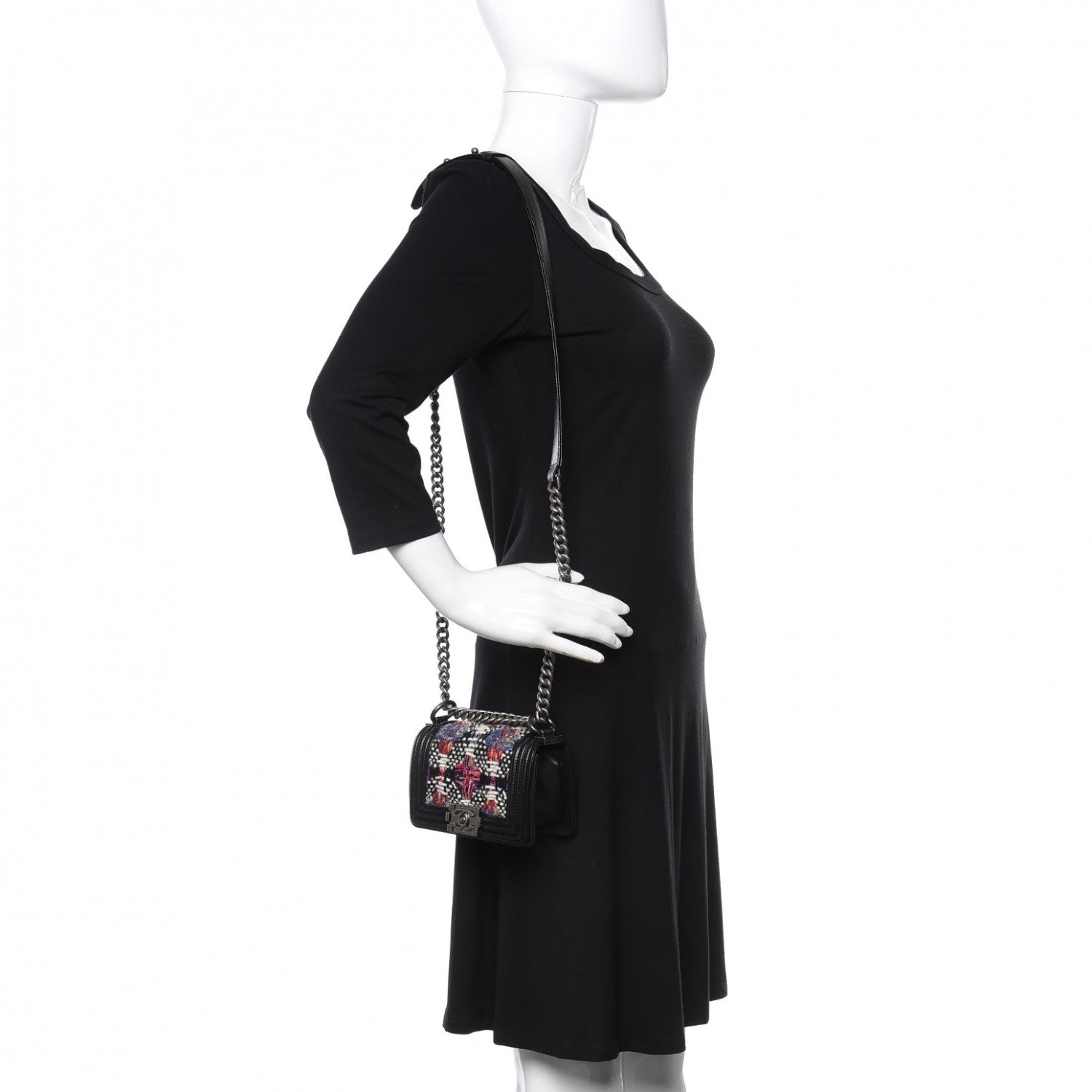 Chanel Lambskin Tweed Mini Boy Flap Black 2 of 14