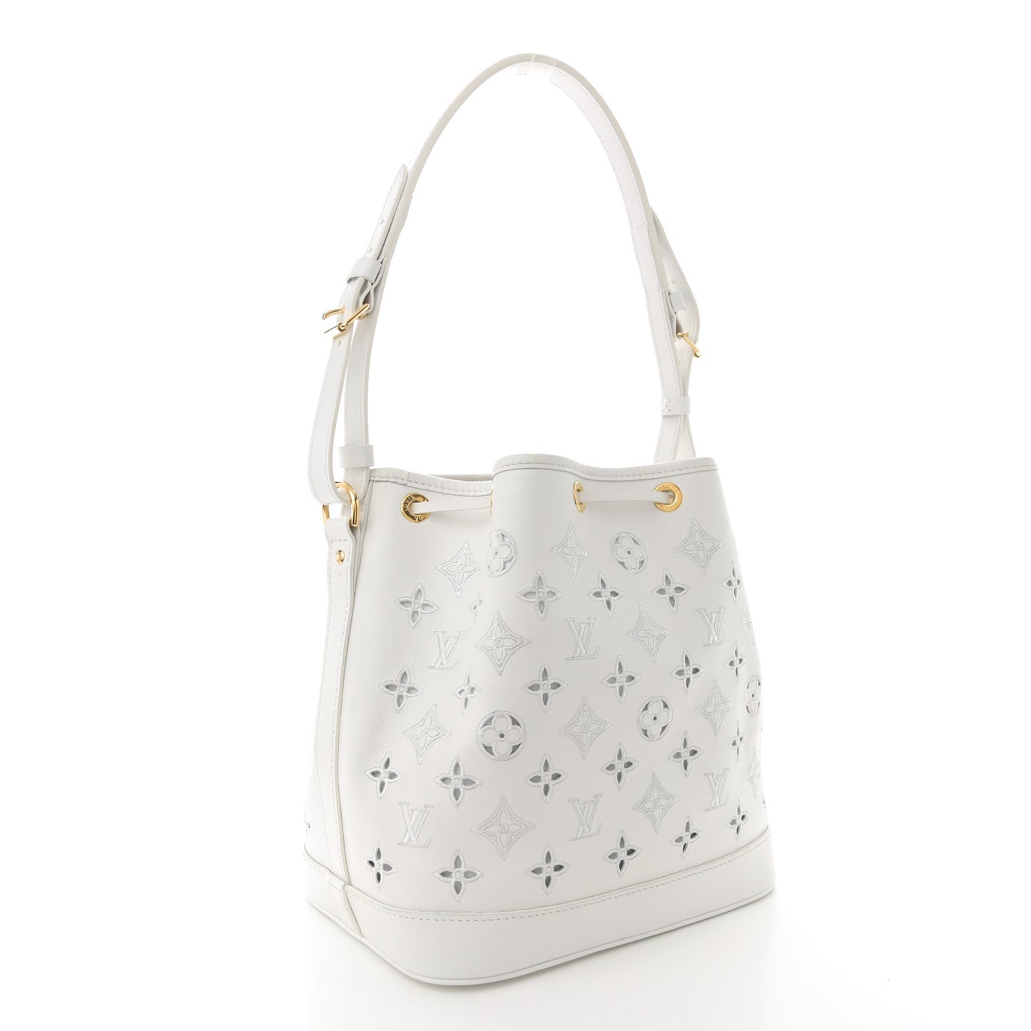 Calfskin Monogram Cutout Petit Noe White