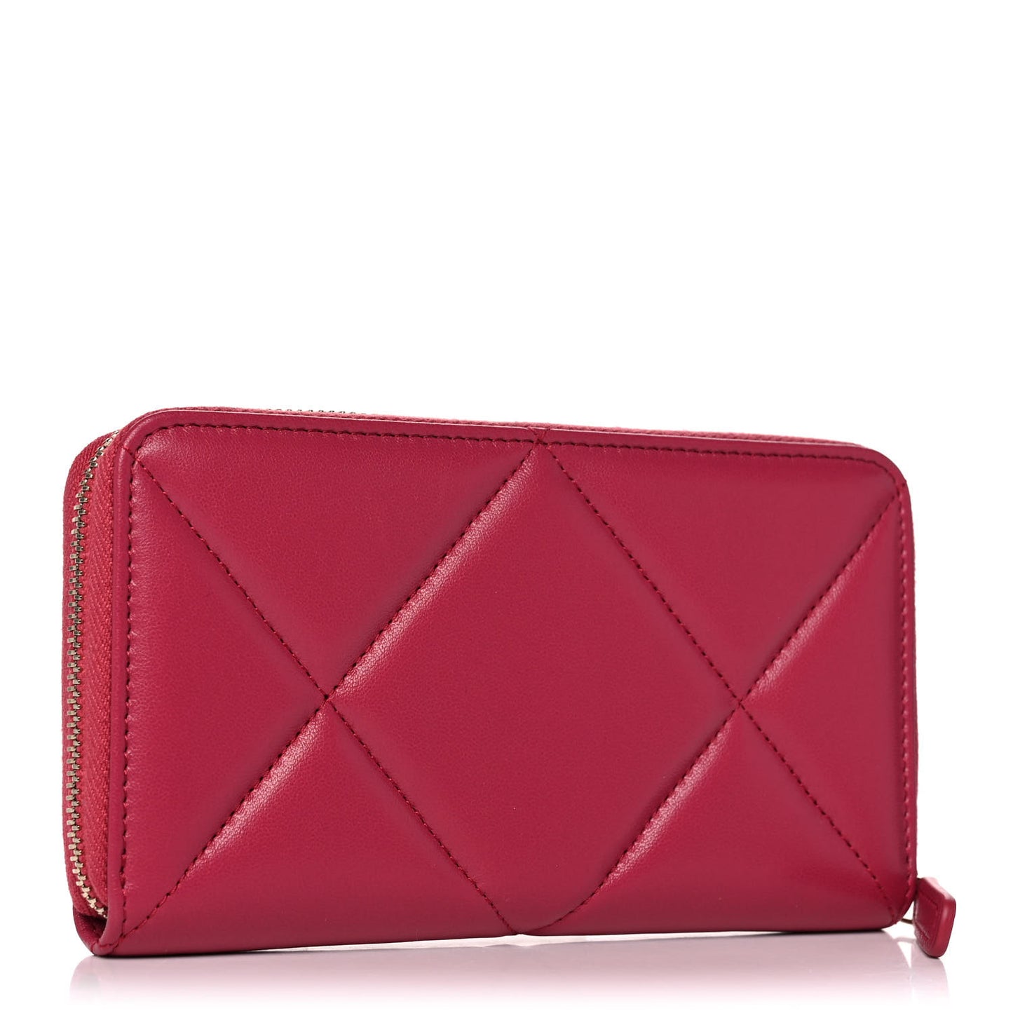Lambskin Quilted Chanel 19 Zipped Wallet Dark Pink