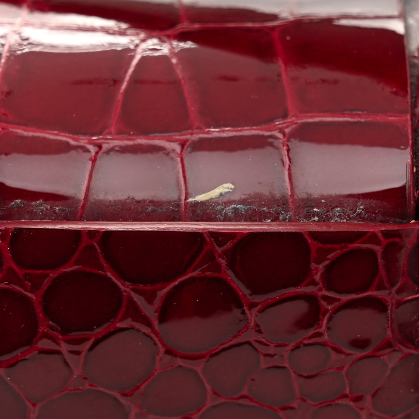 Gloss Calfskin Croc Embossed Intreccio Cassette Crossbody Bag Cherry