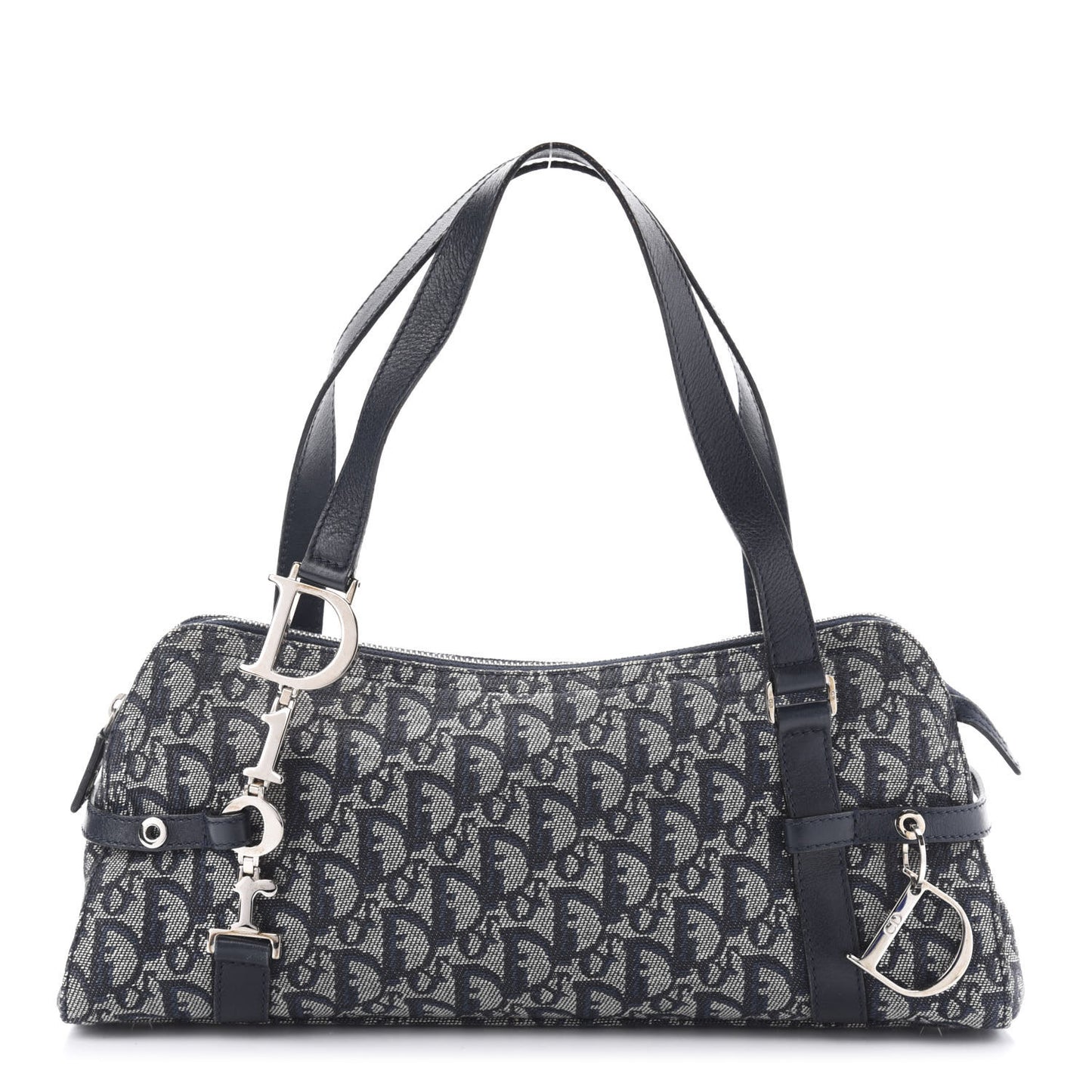 Denim Monogram Charms Shoulder Bag Blue