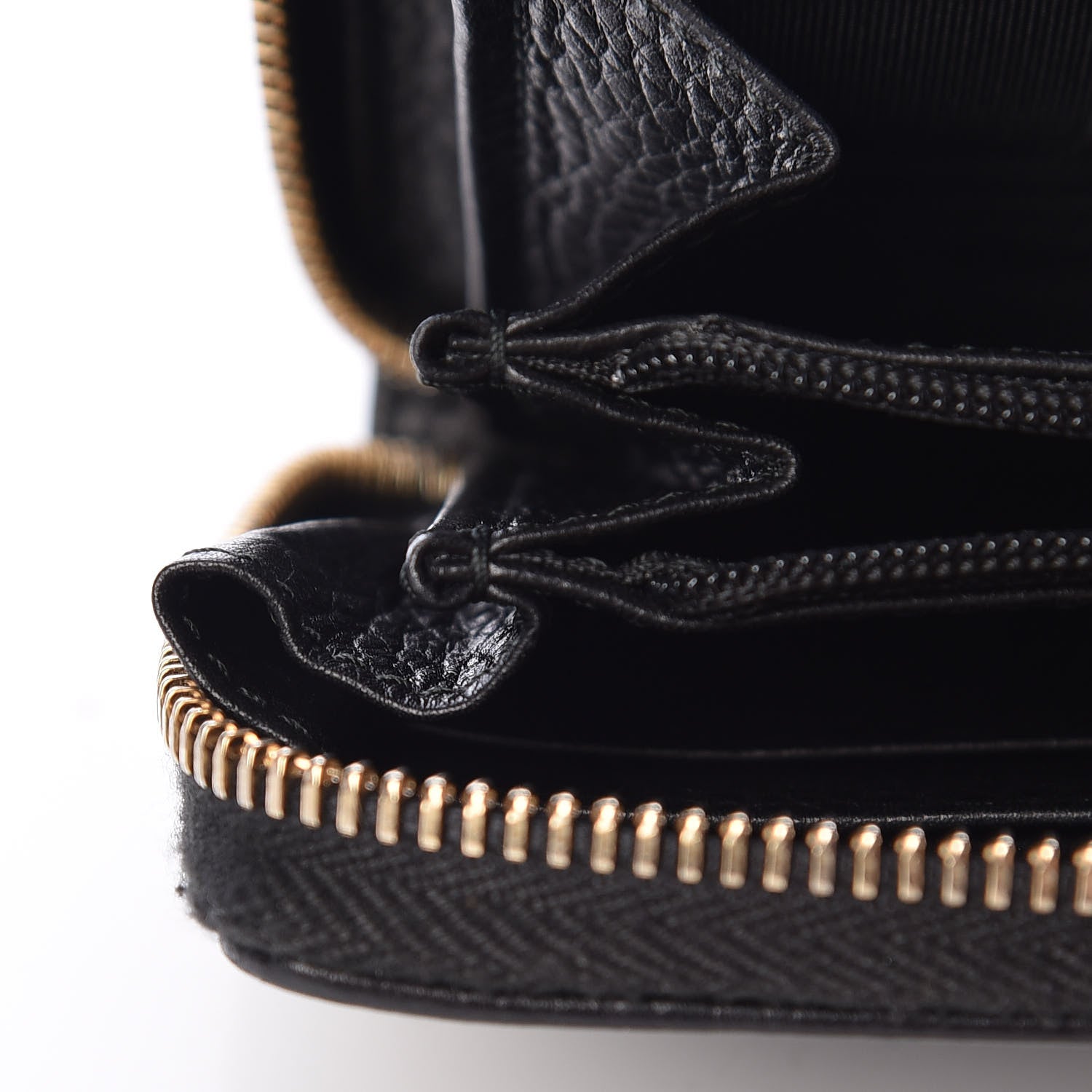 Gucci Pebbled Calfskin Bamboo Tassel Zip Around Wallet Black 9 of 10