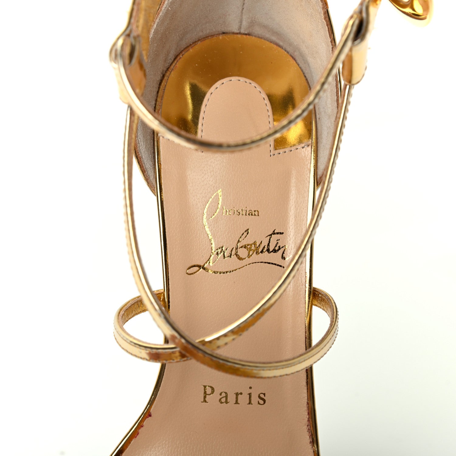 Christian Louboutin Patent Specchio Choca 130 Platform Sandals 36.5 Gold 7 of 11